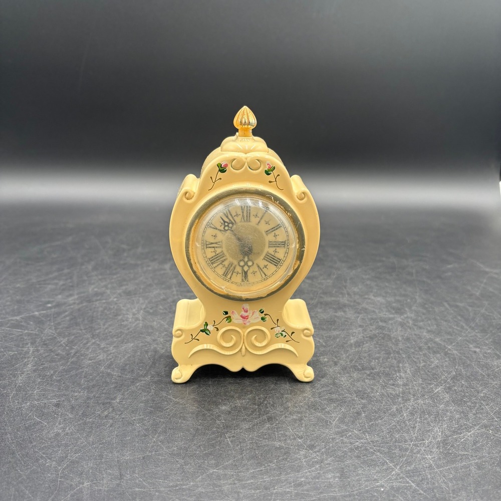 Vtg Westclox Painted Plastic Wind Up Alarm Clock Ornate Cottagecore Decor Works